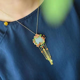 Ancient Gilding Inlaid Jade Pendant Enamel Accessories Women's Temperament