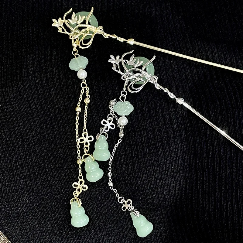 Chinese Vintage Hairpin Buckle Lock Headdress Glazed Hairpin