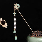 Chinese Vintage Hairpin Buckle Lock Headdress Glazed Hairpin