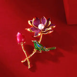 Vintage Enamel Porcelain Pearl Ladies Brooch