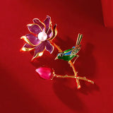 Vintage Enamel Porcelain Pearl Ladies Brooch