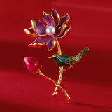 Vintage Enamel Porcelain Pearl Ladies Brooch