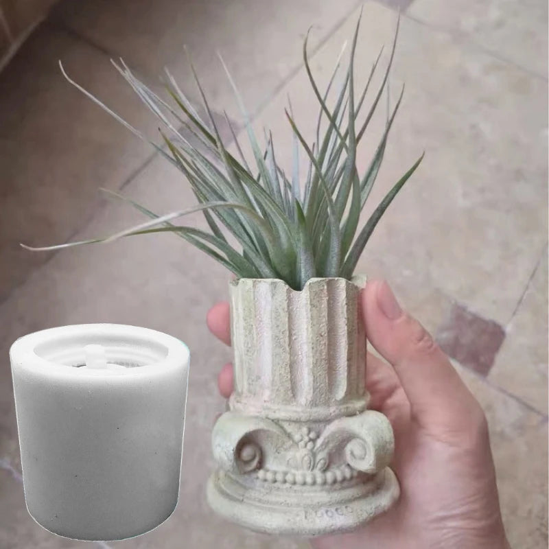 Greek Pillars Flower Pot Silicone Mold 3D Roman Column Planter Mold