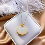 Craftsmanship Natural Hetian Jade Geometric Pendant Necklace