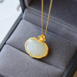 Natural Hetian Jade Geometric Pendant Necklace