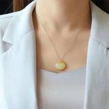 Natural Hetian Jade Geometric Pendant Necklace
