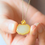 Craftsmanship Natural Hetian Jade Geometric Pendant Necklace