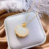 Craftsmanship Natural Hetian Jade Geometric Pendant Necklace