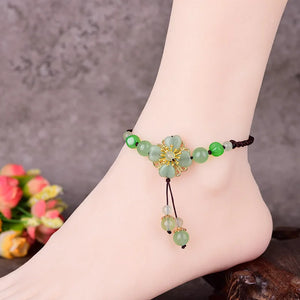 Ancient Crystal Anklet Hand-knitted Beach Jewelry