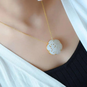 S925 Sterling Silver Hetian Jade Perfume Bag Pendant