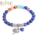 Ancient Silver Yoga Chakra Stone Tree Of Life Bracelet