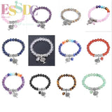 Ancient Silver Yoga Chakra Stone Tree Of Life Bracelet