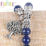 Ancient Silver Yoga Chakra Stone Tree Of Life Bracelet