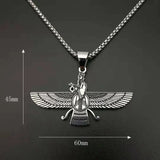 Stainless Steel Zoroastrian Pendant Faravahar Necklace Iran Symbol Jewelry