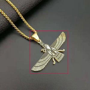 Stainless Steel Zoroastrian Pendant Faravahar Necklace Iran Symbol Jewelry