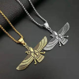 Stainless Steel Zoroastrian Pendant Faravahar Necklace Iran Symbol Jewelry
