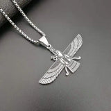 Stainless Steel Zoroastrian Pendant Faravahar Necklace Iran Symbol Jewelry