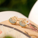 Vintage Natural Green Ruyi Chalcedony Earrings for Women
