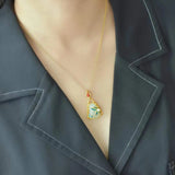 Hetian Jade Bamboo Leaf Pendant Enamel Porcelain Necklace
