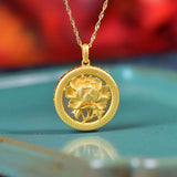 Chinese Hetian Jade Peony Necklace Pendant Classic Women's Jewelry