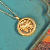 Chinese Hetian Jade Peony Necklace Pendant Classic Women's Jewelry