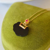 Natural Hetian Ink Jade Geometric Necklace Pendant