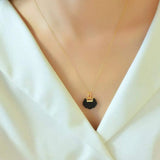 Natural Hetian Ink Jade Geometric Necklace Pendant
