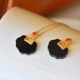 Natural Hetian Ink Jade Geometric Necklace Pendant