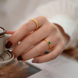 Green Agate Stacking Ring Set