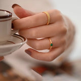 Green Agate Stacking Ring Set