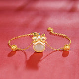Vintage Chinese Lion Dancing Enamel Porcelain Hetian Jade Bracelet