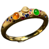 Inlaid Gemstones Rings for Women Crystal Jewelry Adjustable