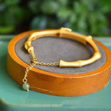 Handcrafted Bamboo Joint Hetian Jade Bracelet for Mother