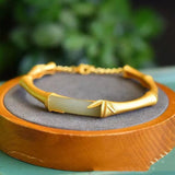 Handcrafted Bamboo Joint Hetian Jade Bracelet for Mom
