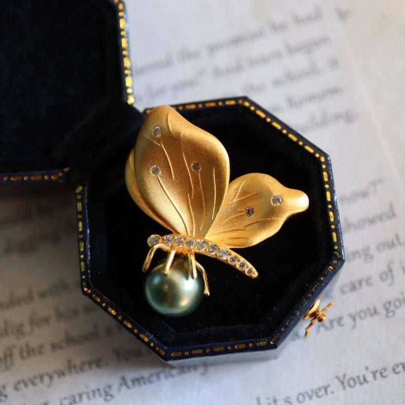 Butterfly Pearl Brooch for Women - Ancient Charm Jewelry
