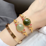 Ancient Craftsmanship Diamond Natural Hetian Jade Bracelet