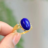 Handcrafted Lapis Lazuli Oval Ring for Women