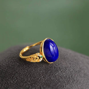 Handcrafted Lapis Lazuli Oval Ring for Women