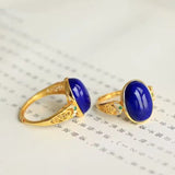 Handcrafted Lapis Lazuli Oval Ring for Women