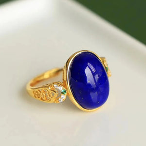 Handcrafted Lapis Lazuli Oval Ring for Women