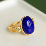 Handcrafted Lapis Lazuli Oval Ring for Women