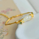 Bamboo Jade Bracelet for Women with Pearl Charm