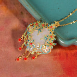 Ancient Craftsmanship Hetian Yunan Red Tourmaline Flower Tassel Necklace