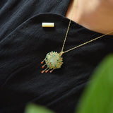 Ancient Craftsmanship Inlaid Natural Red Tourmaline Tassel Necklace Pendant
