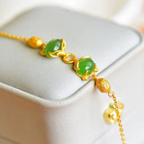 Hetian jade green fox bracelet light silver jewelry