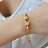 Hetian jade green fox bracelet light silver jewelry