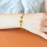 Hetian jade green fox bracelet light silver jewelry