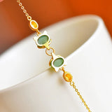 Hetian jade green fox bracelet light silver jewelry