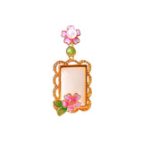 Hetian Jade Enamel Peach Blossom Pendant Necklace