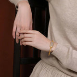 Vintage Hetian Jade Bracelet with Bamboo Leaf Design